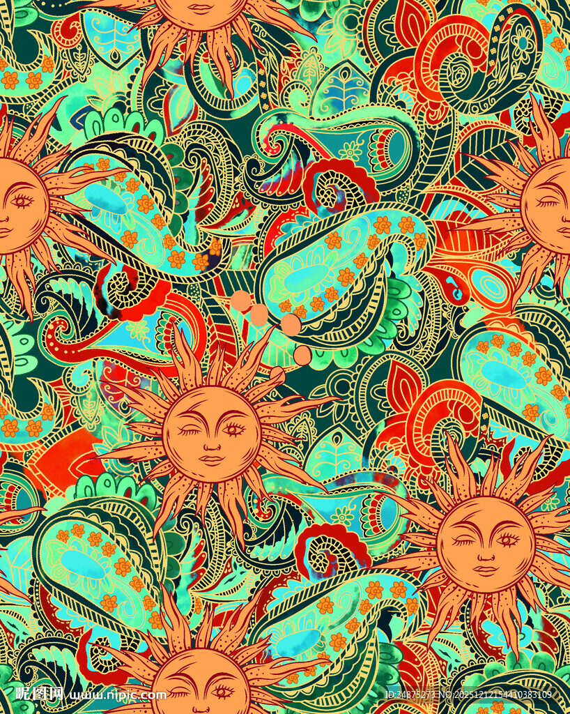 太阳花腰果花抽象图案纹理