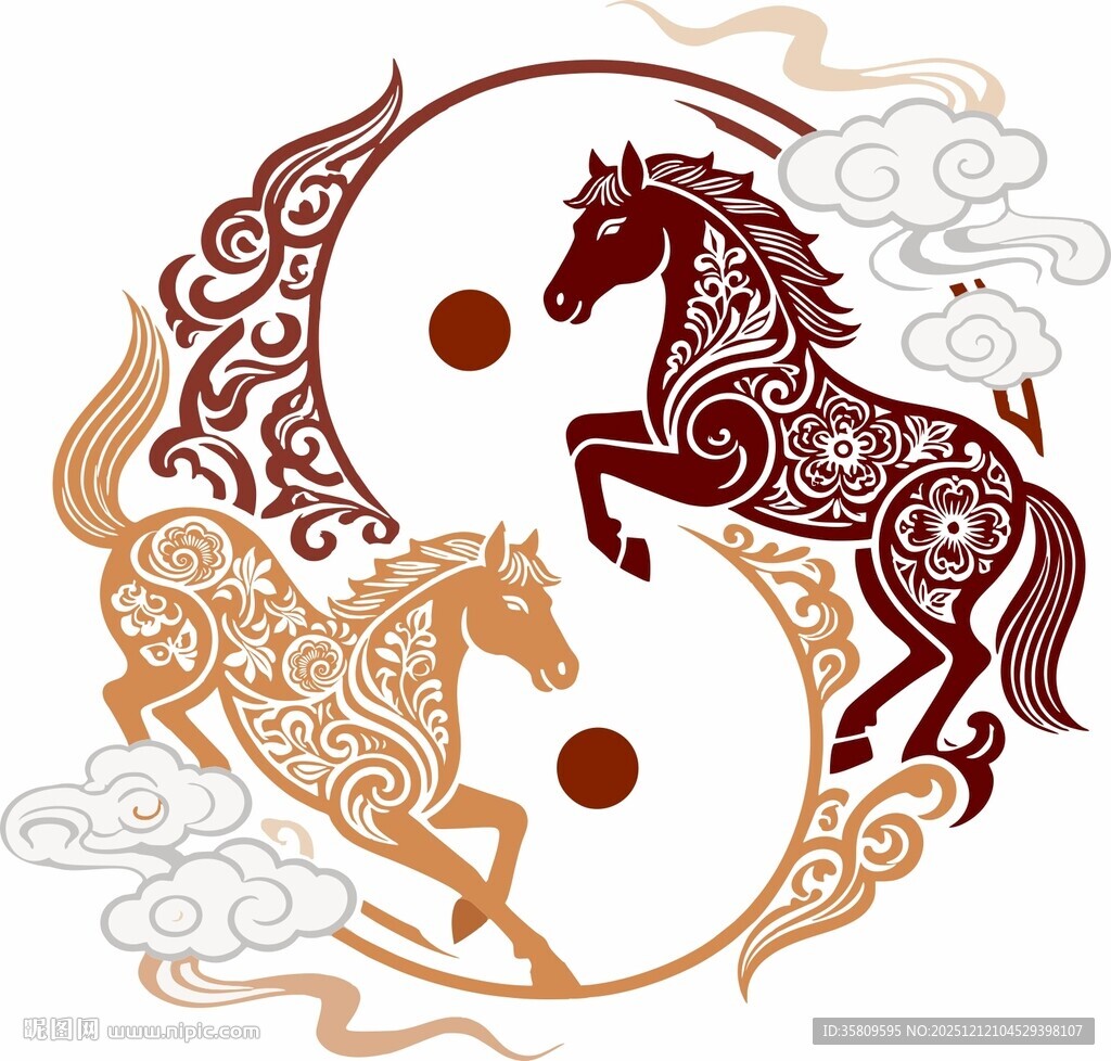 双马太极图 传统祥瑞元素