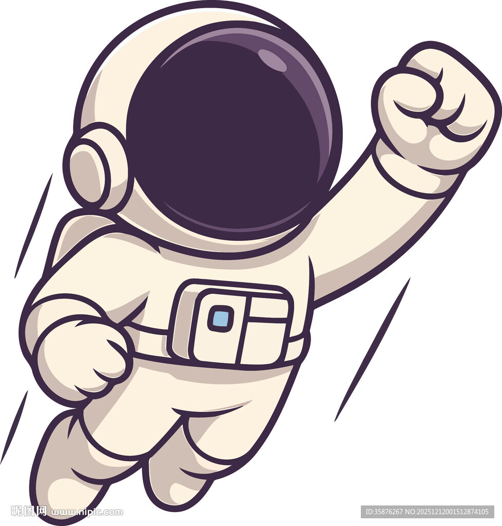 太空宇航员奋力飞行