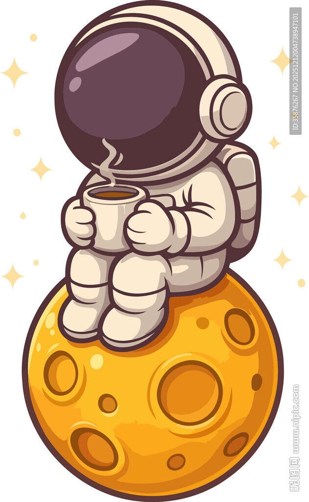 宇航员坐于月球上