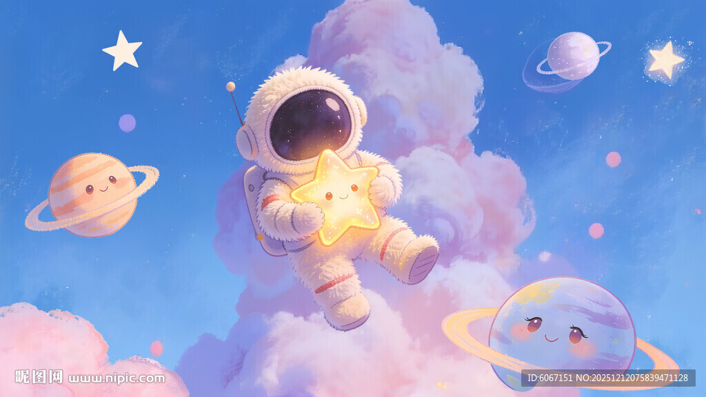 儿童房卡通星空宇宙背景图