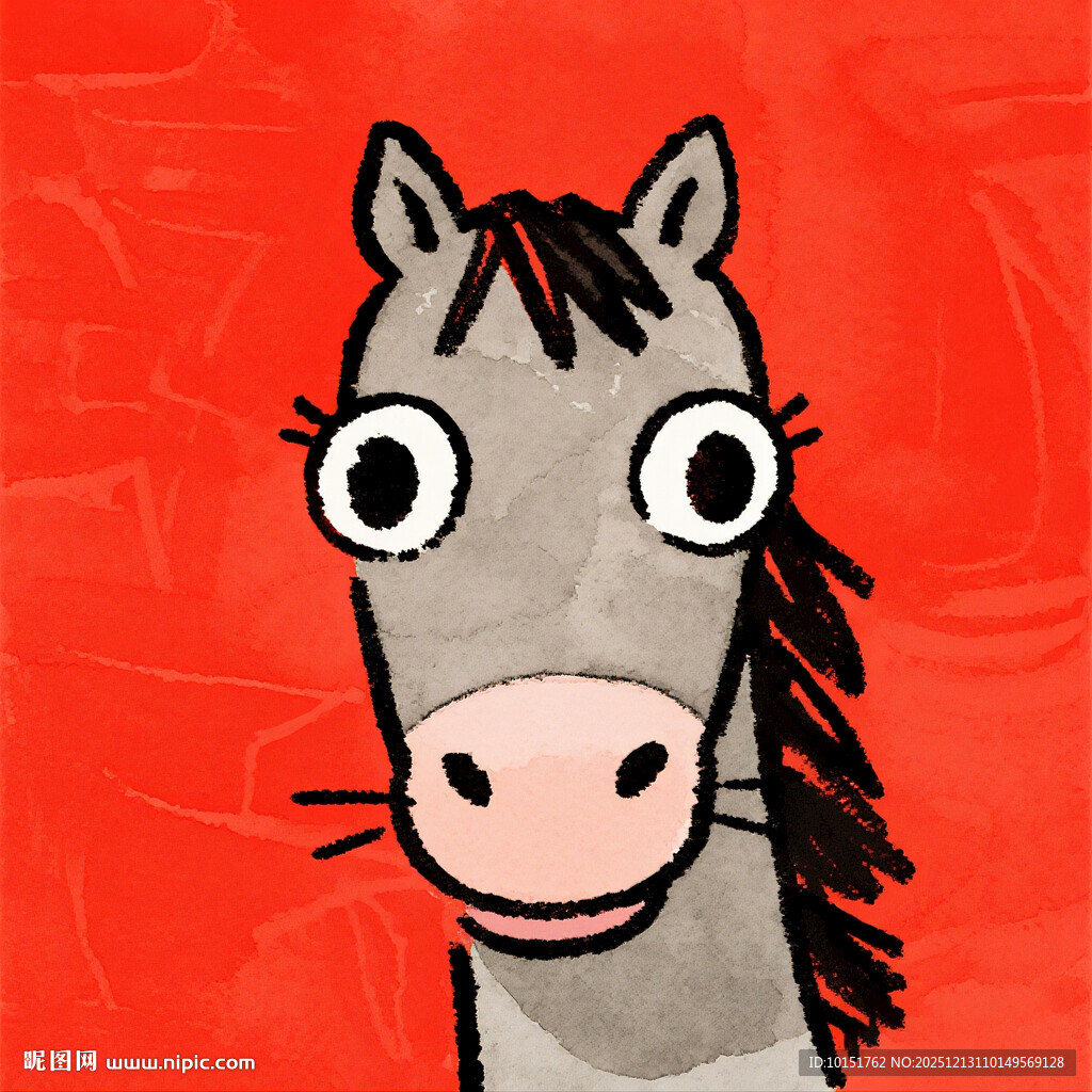 卡通灰马的可爱表情