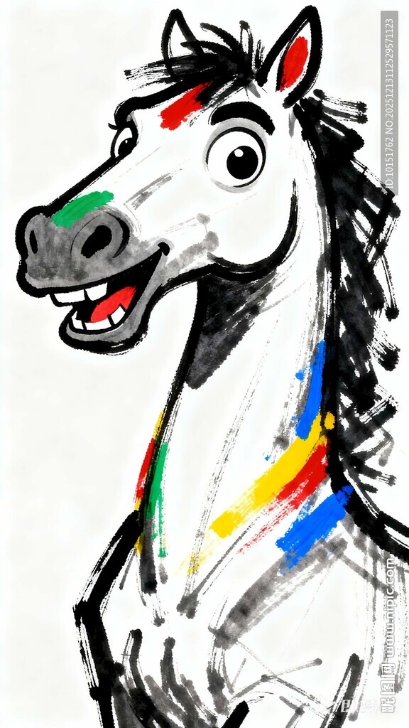 彩色涂鸦风格的欢乐骏马