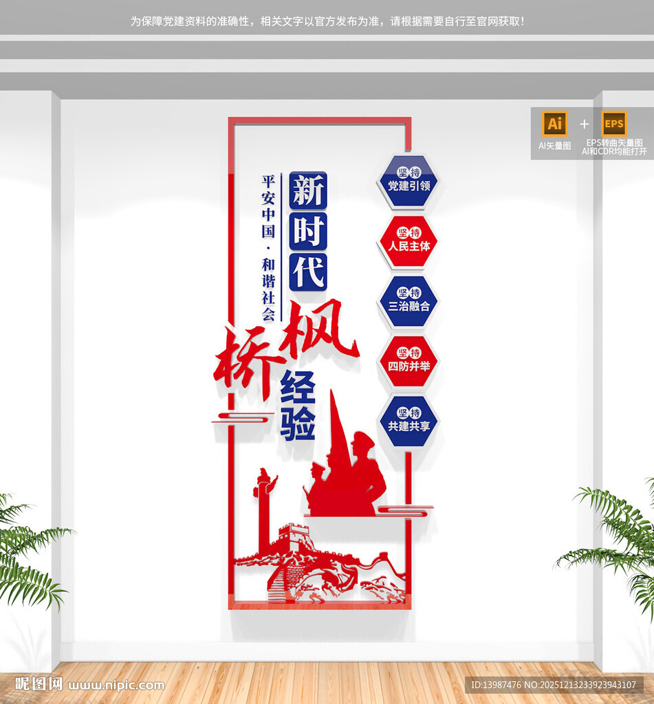 竖版新时代枫桥经验文化墙