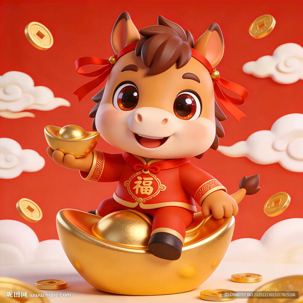 可爱马年卡通形象