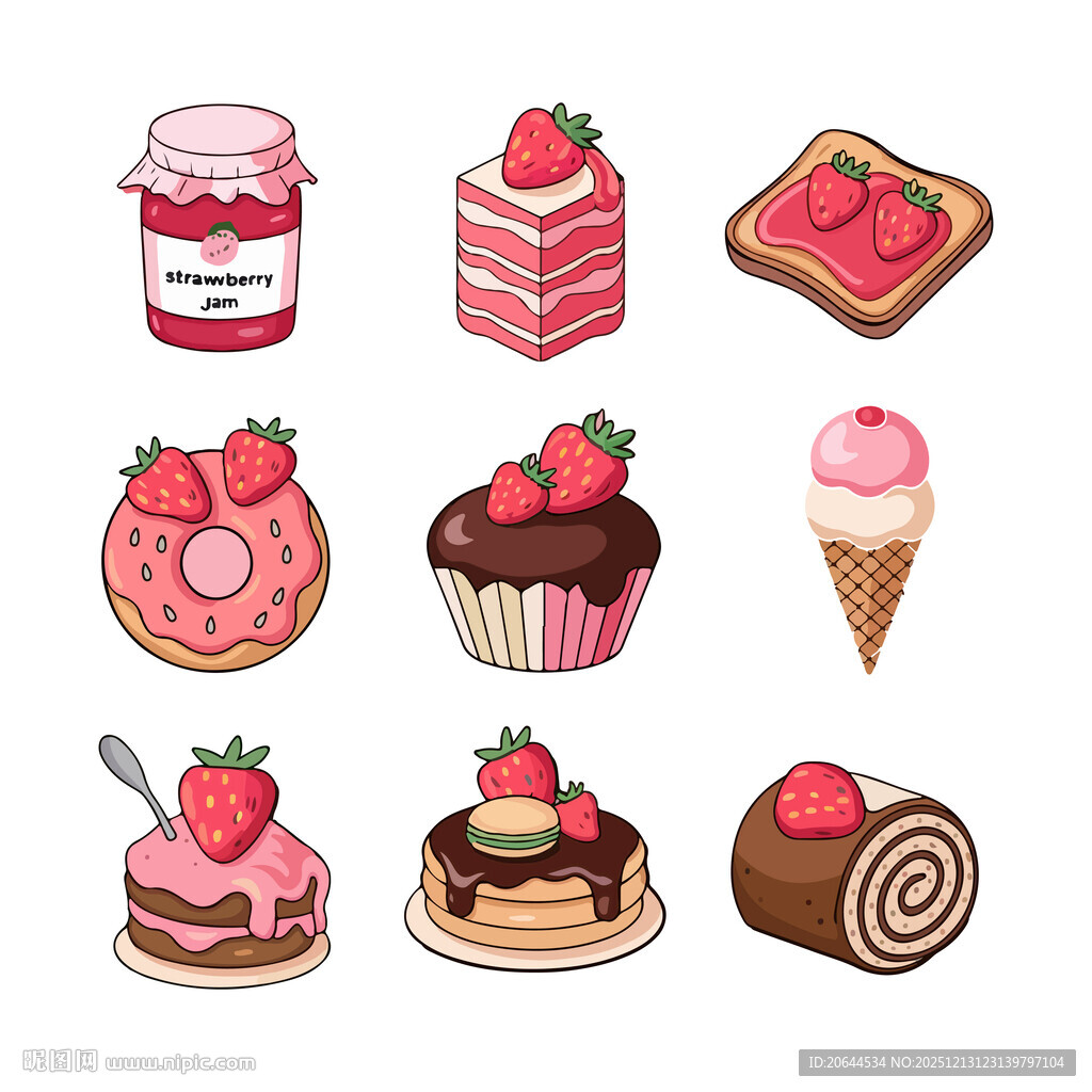 美味多样的精致甜点集合