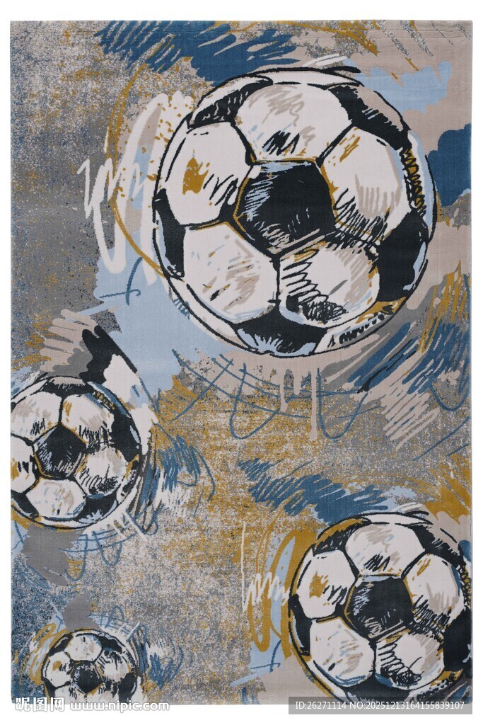 抽象风格足球艺术画作