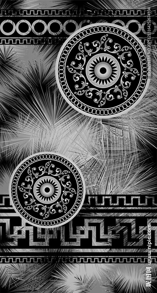 黑白民族风几何图案装饰