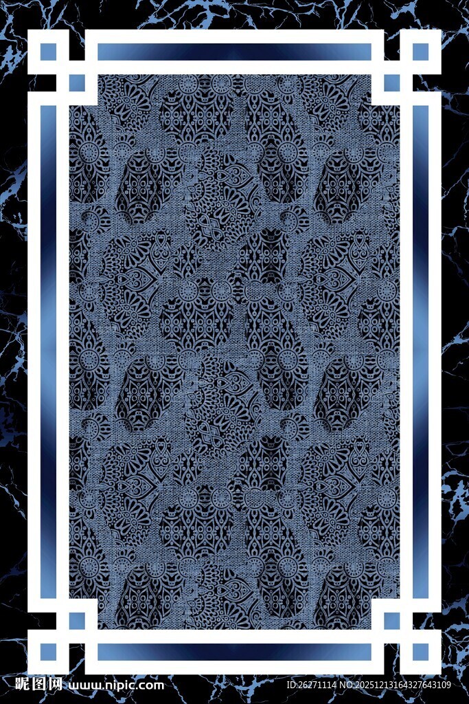 蓝底花纹装饰图案