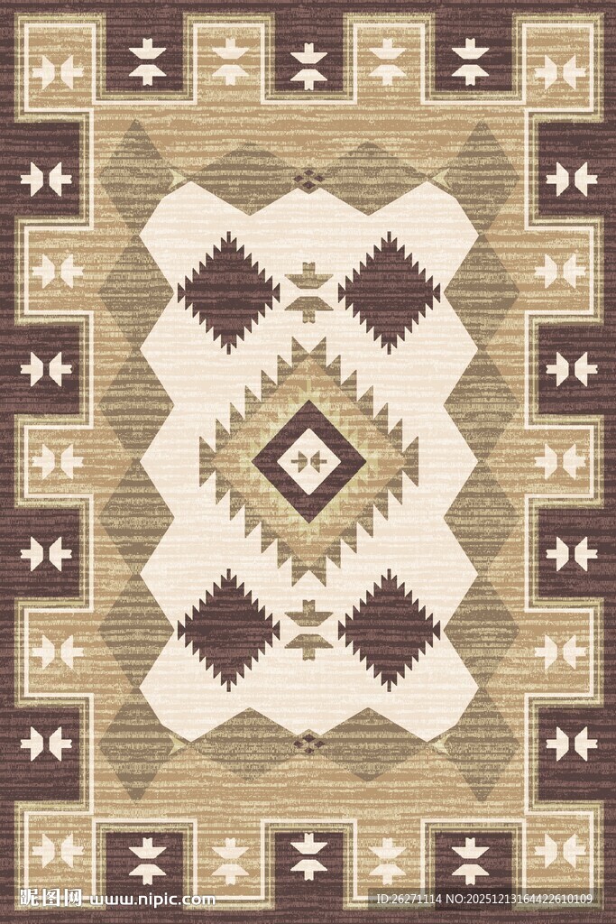 几何图案复古风地毯设计