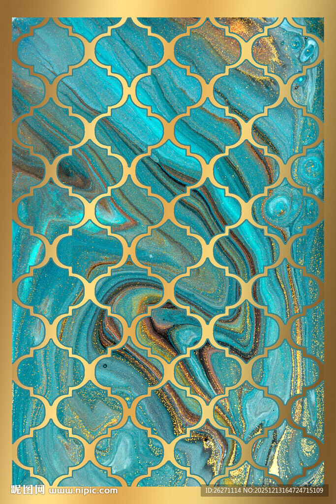 抽象蓝金交织艺术纹理图
