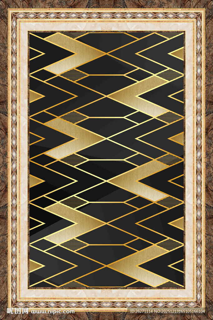 几何图案黑金风格地毯