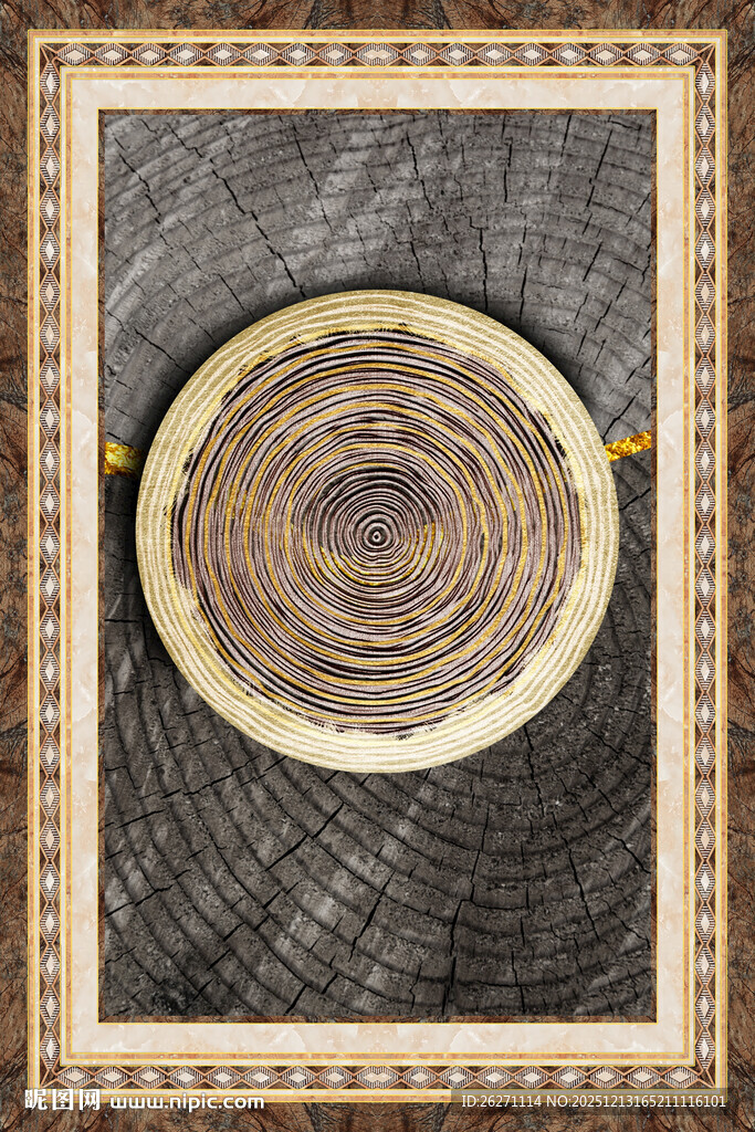 年轮纹理的精美木质圆盘