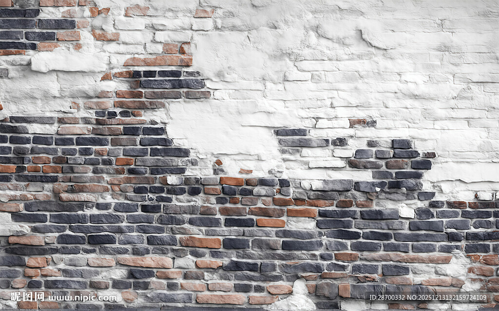 斑驳砖墙纹理特写