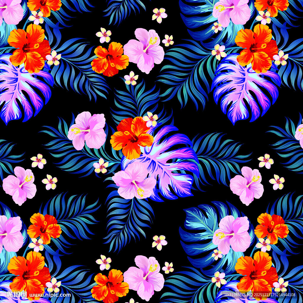 热带花卉图案背景