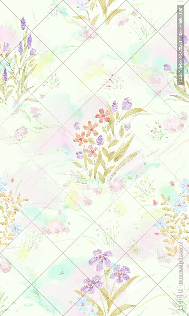 梦幻花卉图案背景汉服