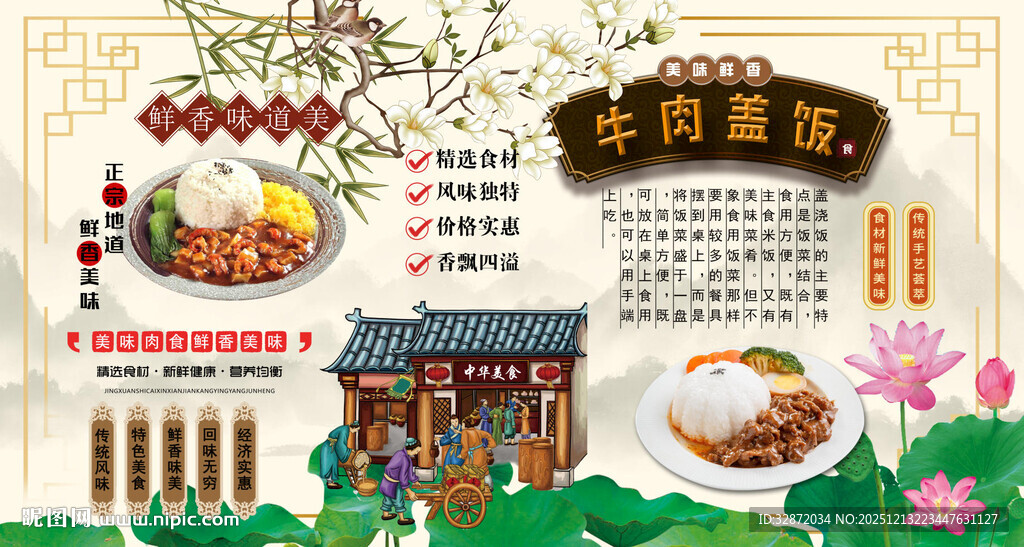 牛肉盖饭背景墙