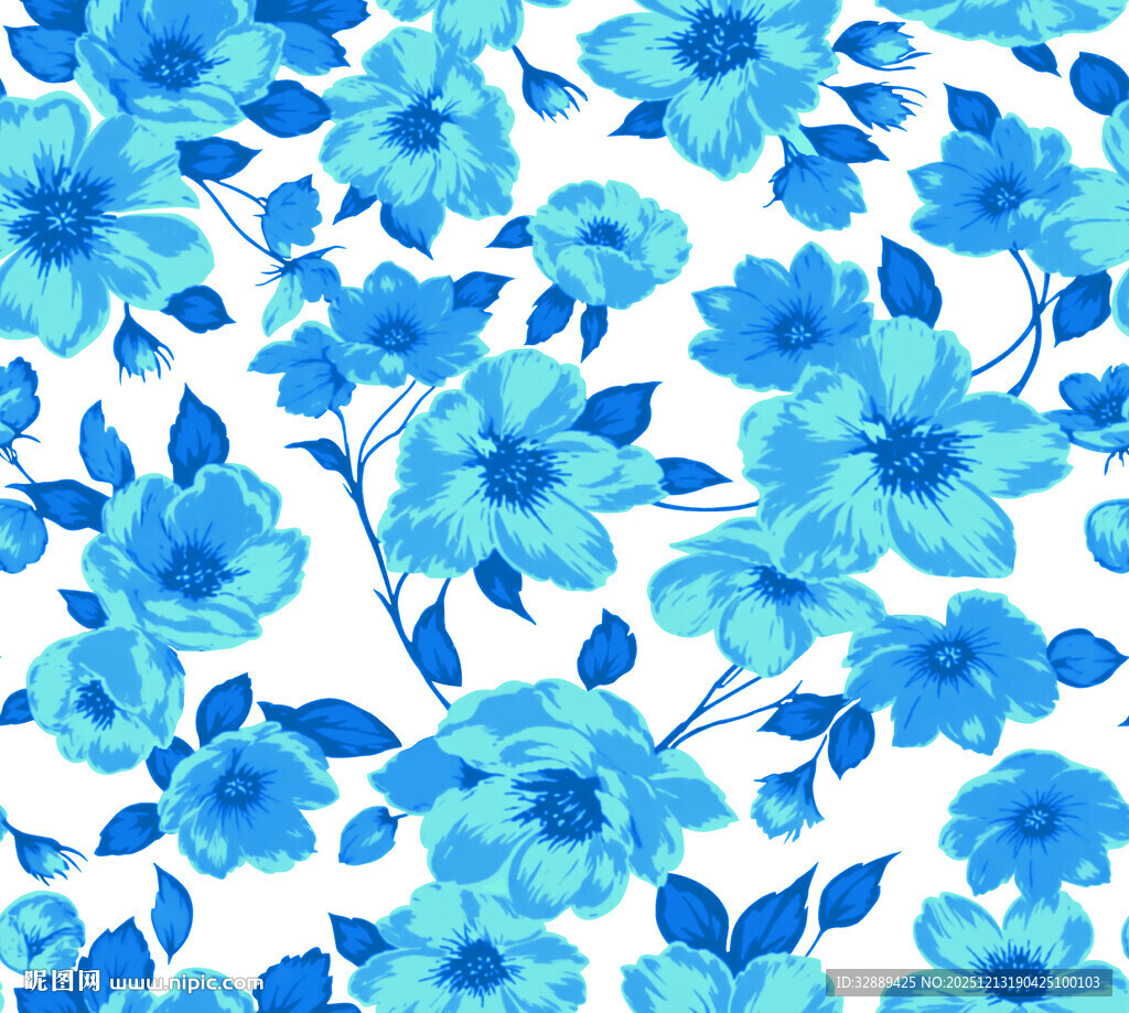 蓝色花卉图案背景