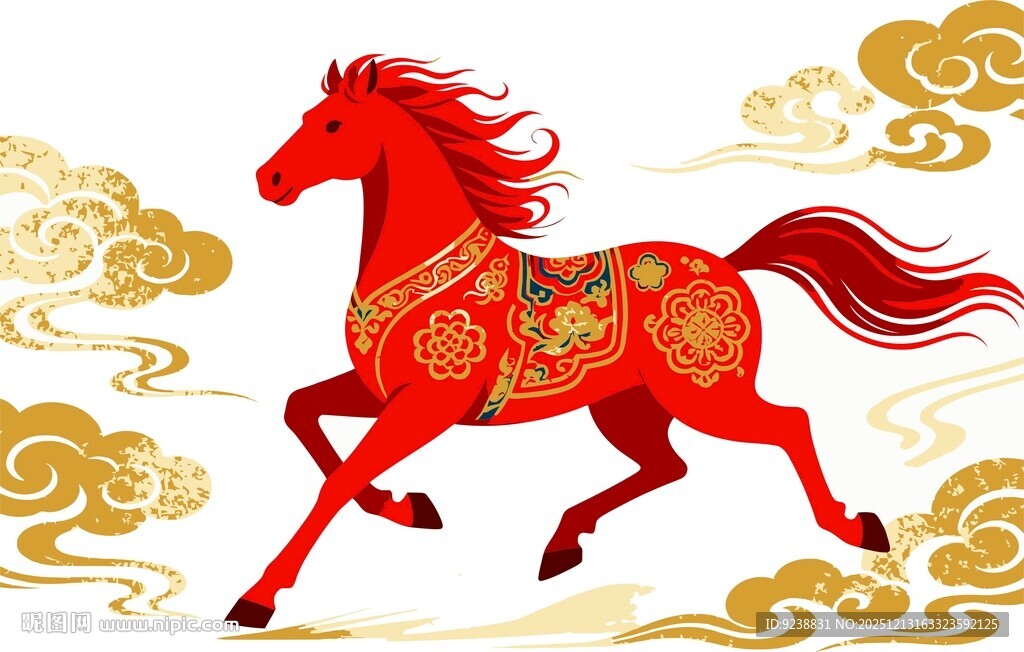 国潮马插画