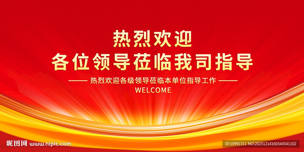 热烈欢迎领导莅临红色展板