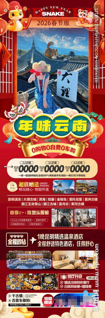 新年云南昆明昆大理春节旅游海报