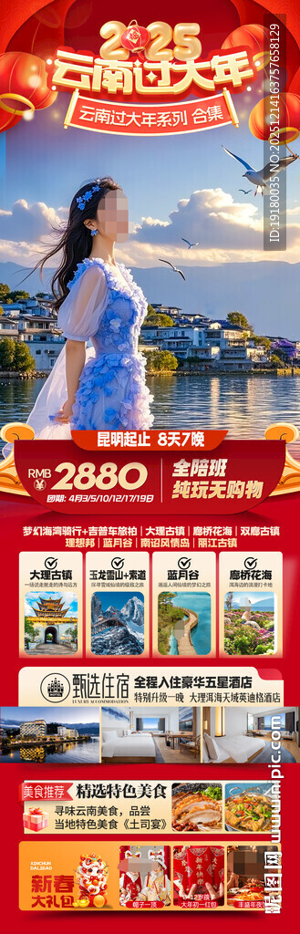 新年云南昆明昆大理春节旅游海报