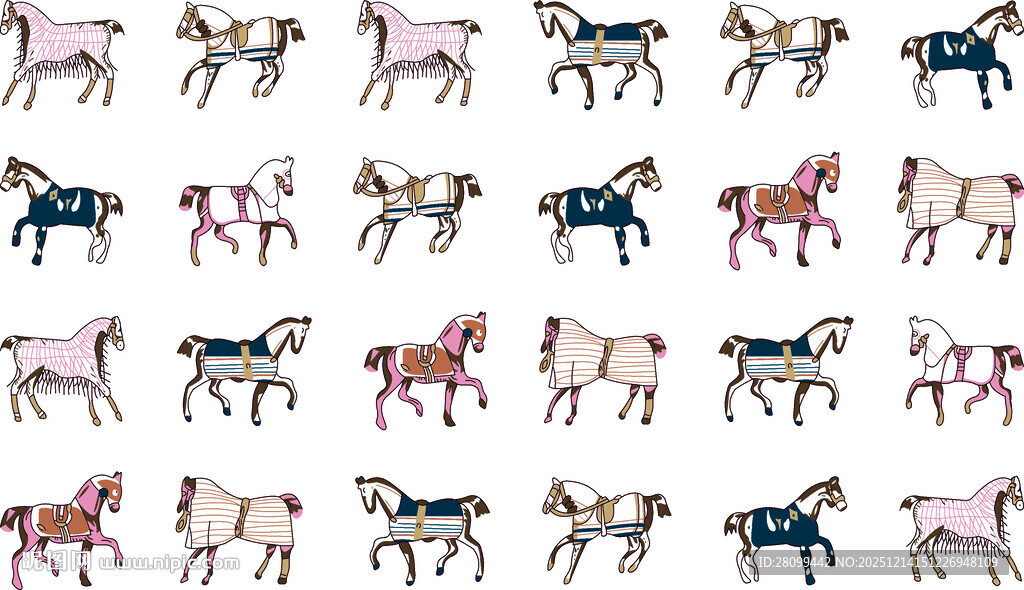 多彩奔跑马匹图案背景