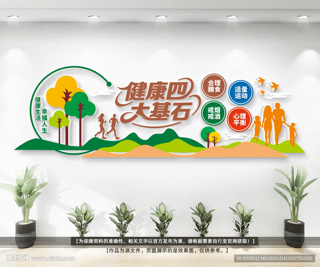 健康四大基石户外文化墙