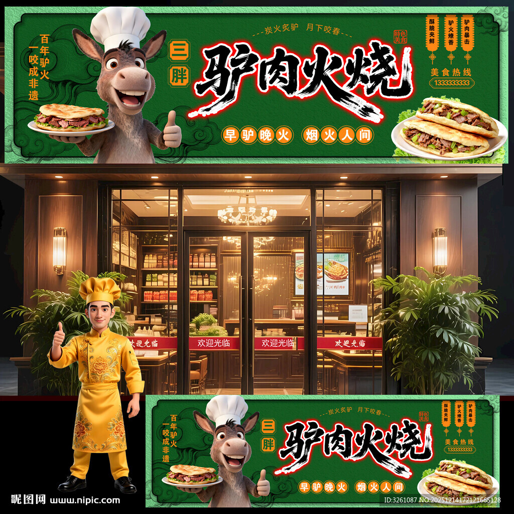 驴肉火烧展板