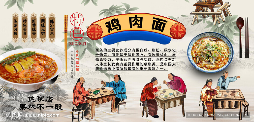 鸡肉面背景墙