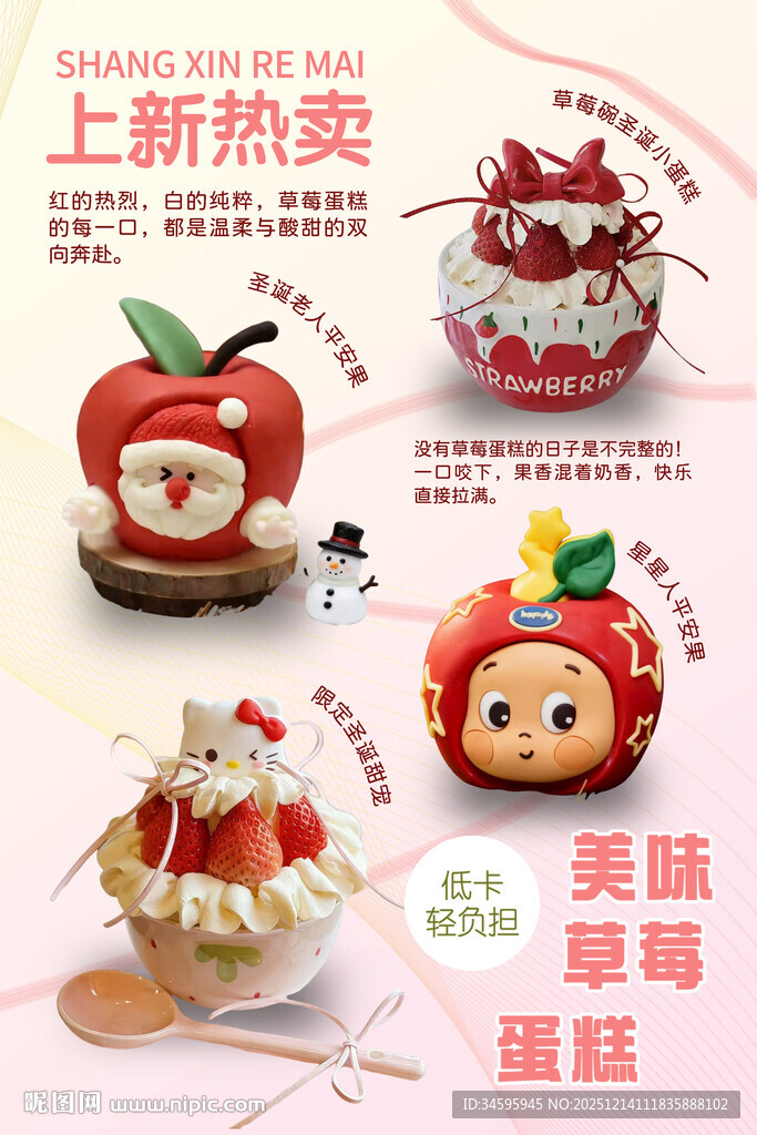 可爱卡通草莓蛋糕海报