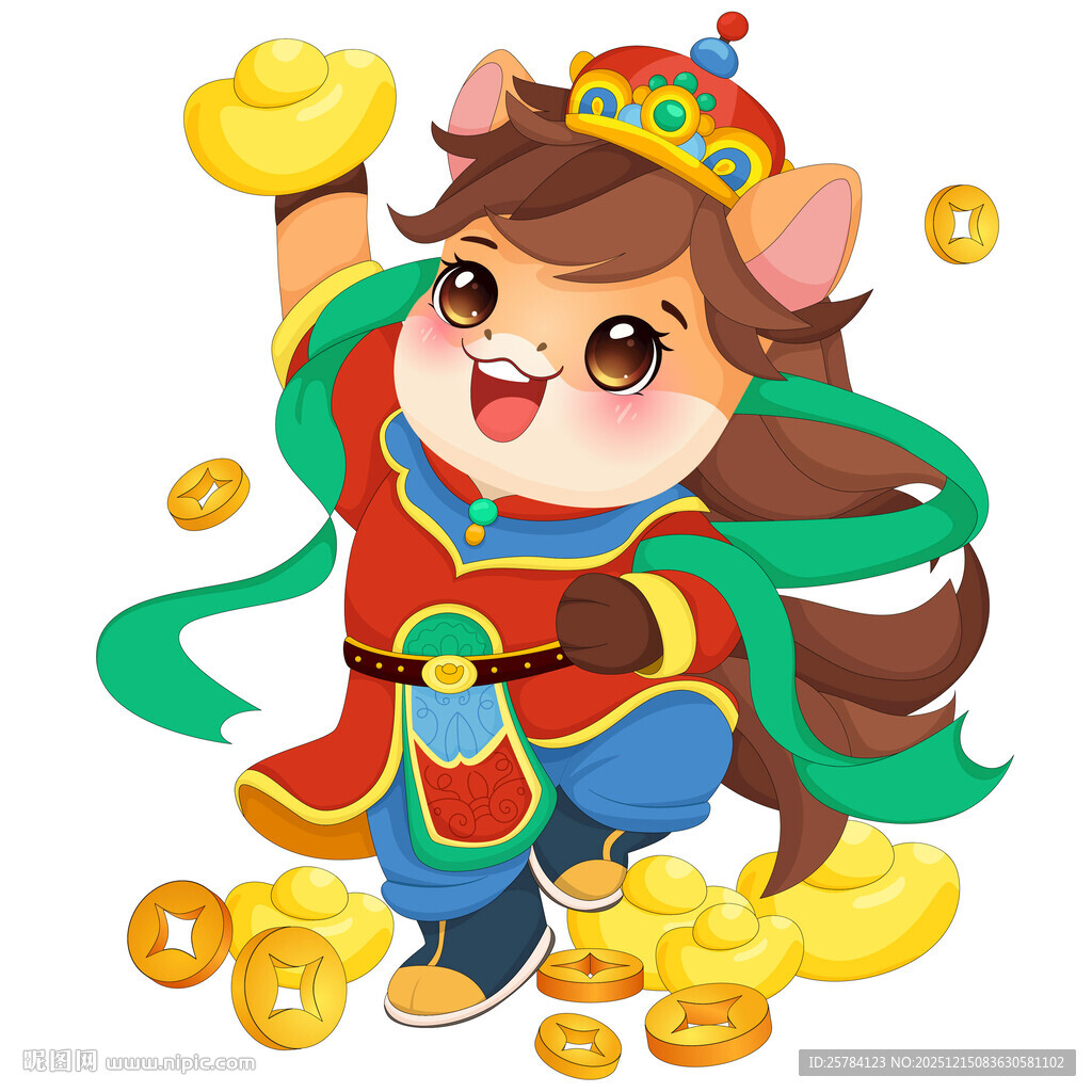 马年春节小马驹送大元宝财源滚滚