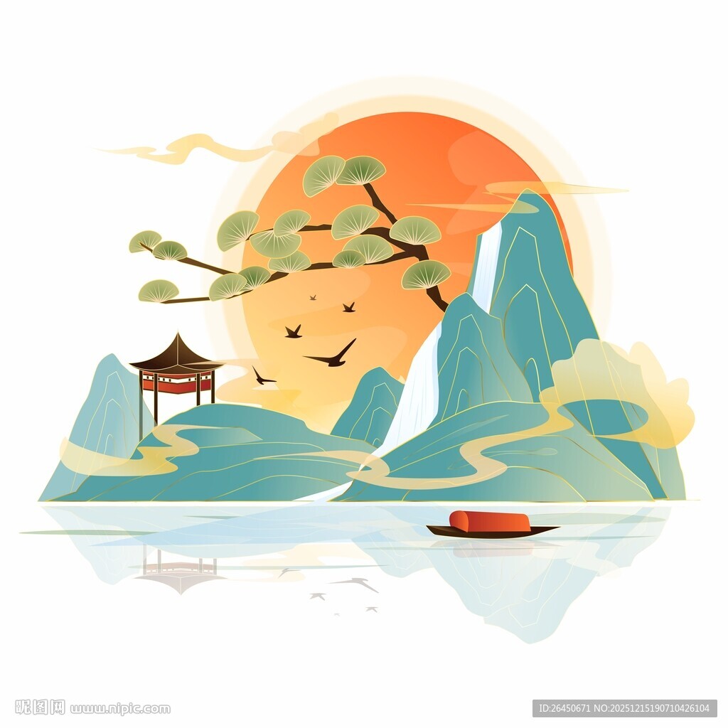 山水间的日式静谧风景