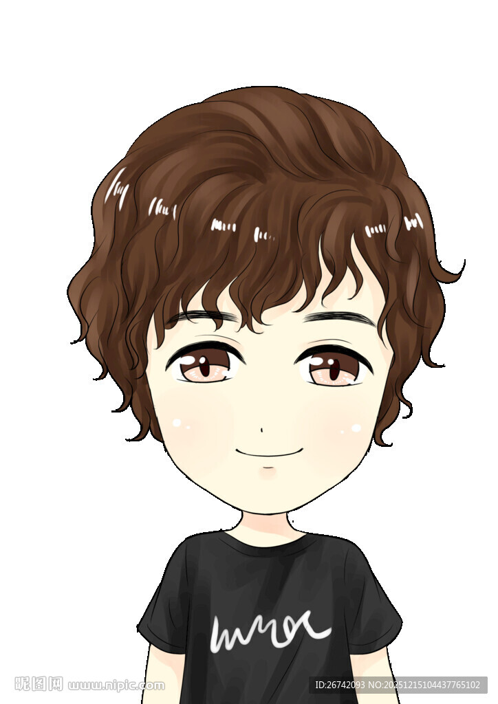 卡通短发Q版T恤有字