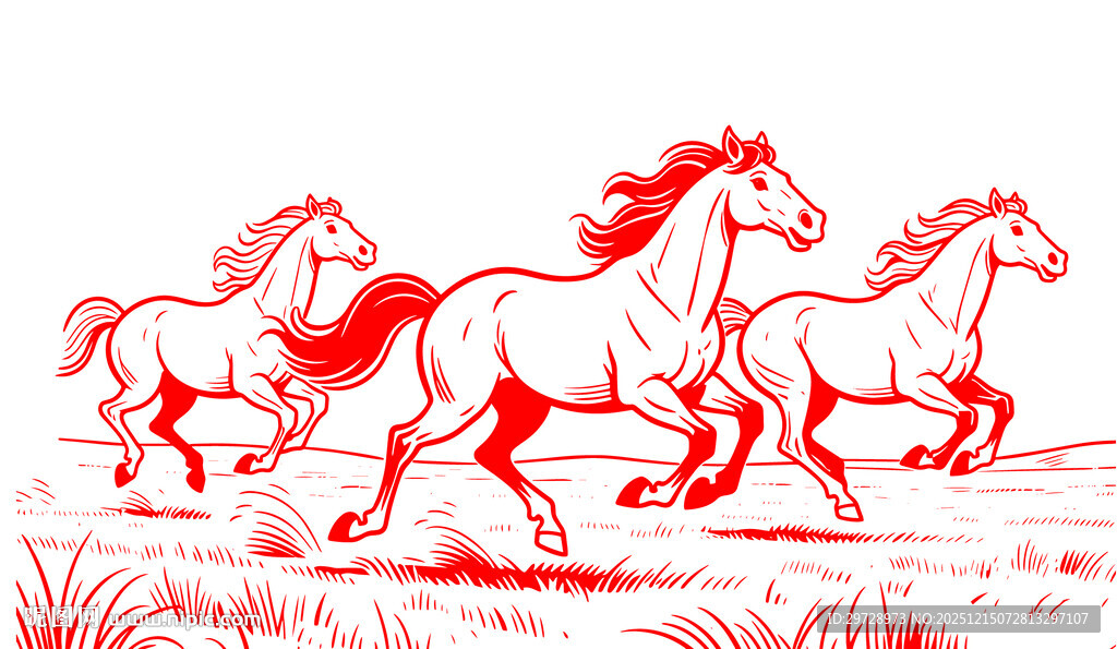 奔腾骏马图