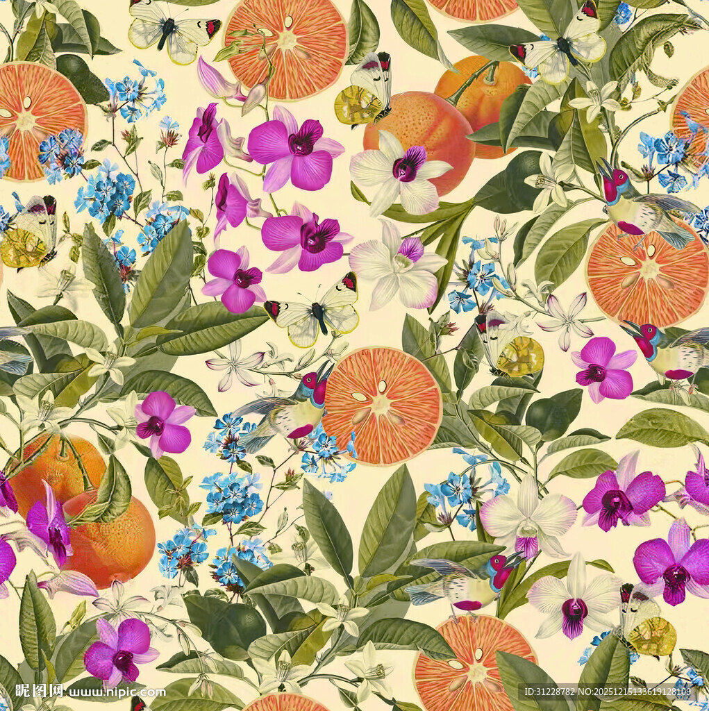 花卉水果图案印花布料