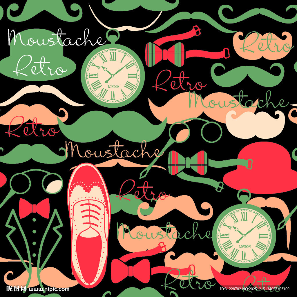 复古潮流元素插画