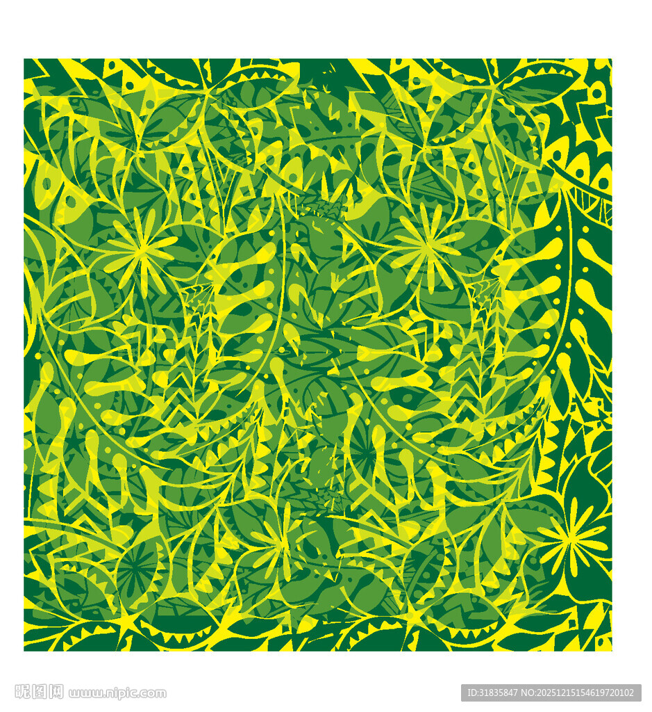 黄绿交织的植物图案纹理