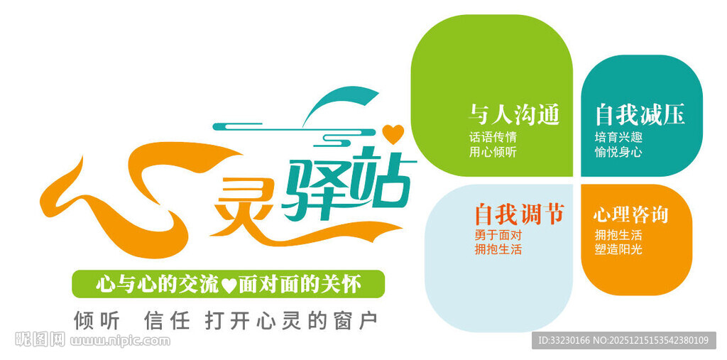 心灵驿站文化墙心理墙心理风采墙