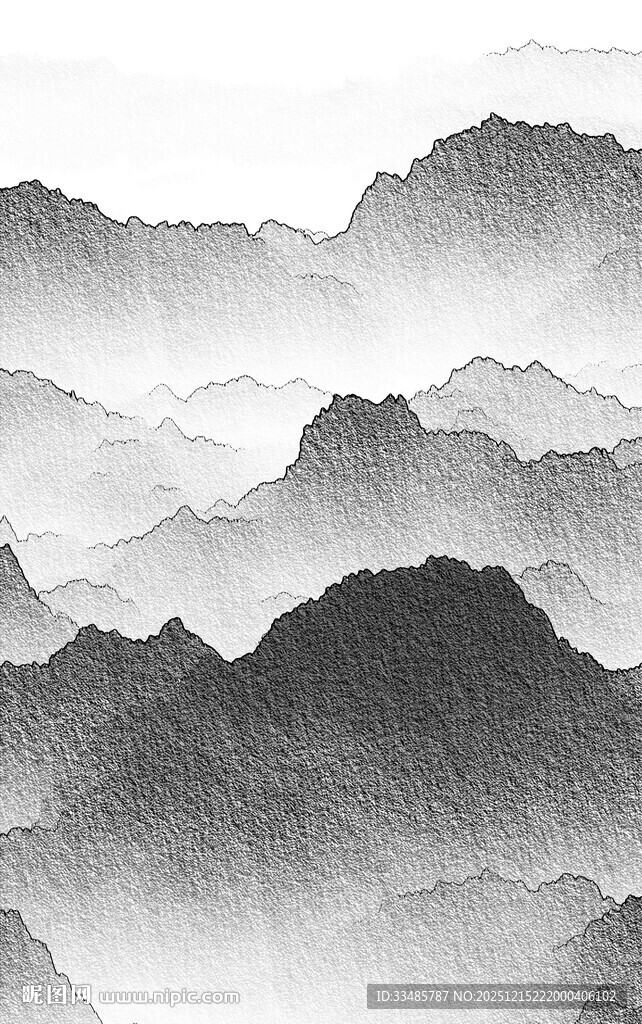 水墨群山云雾缭绕意境美