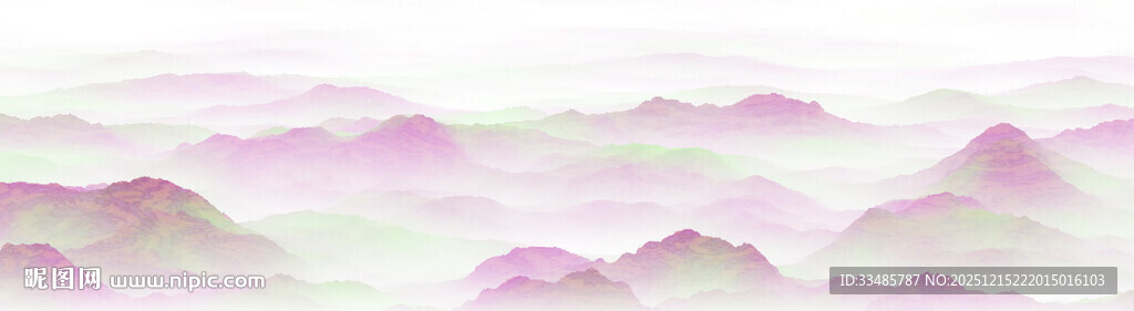梦幻粉紫云雾山水景
