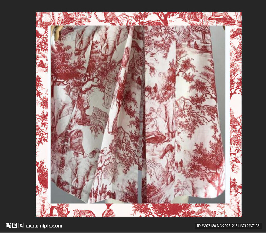 粉色大象树木图案扎染纹理背景