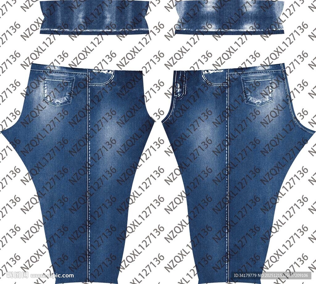 时尚牛仔长裤设计图