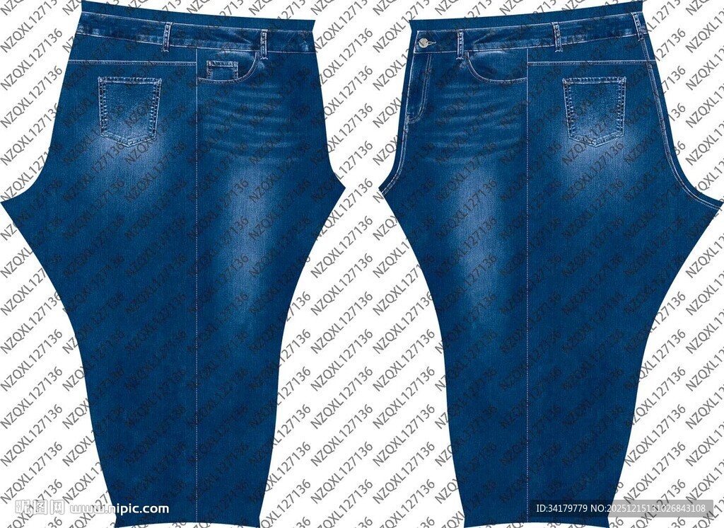 深蓝色修身牛仔裤展示