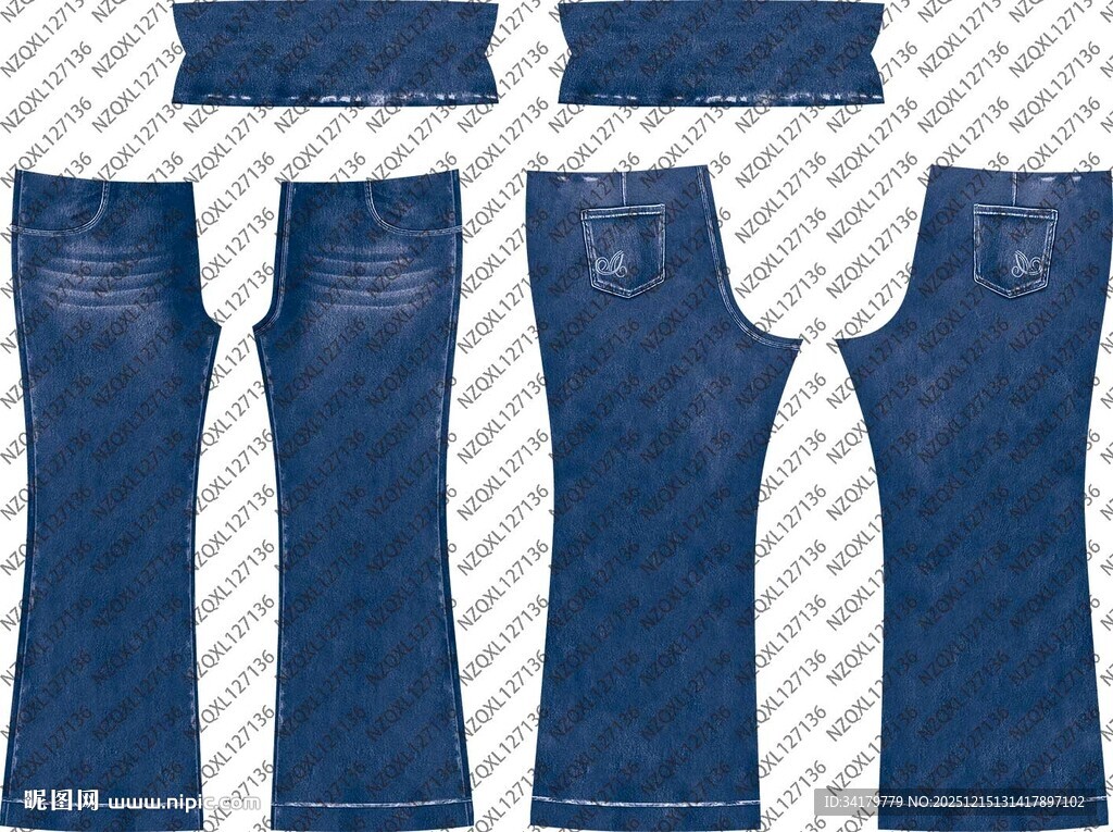 多款牛仔长裤展示