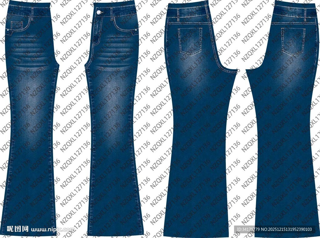 多款喇叭牛仔裤展示