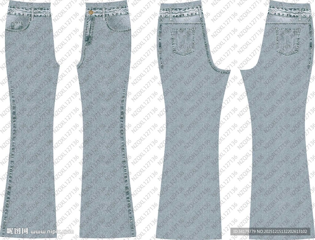 浅灰色喇叭牛仔裤展示