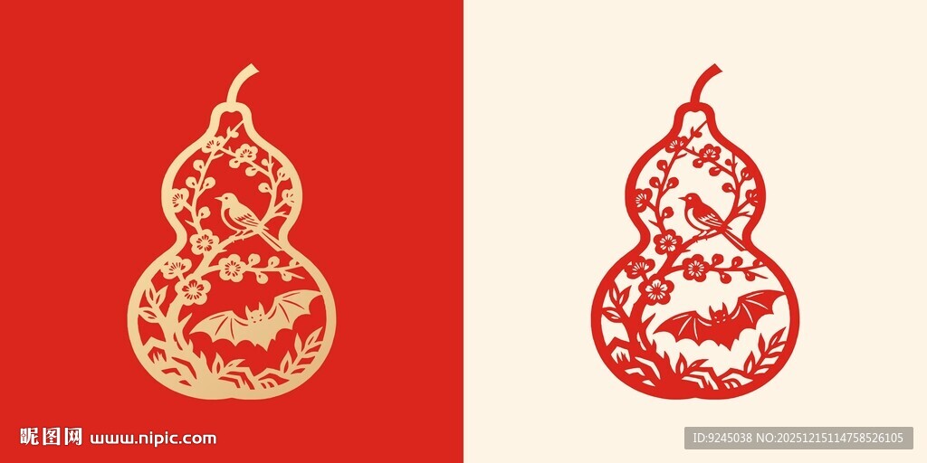 中式葫芦剪纸图案设计