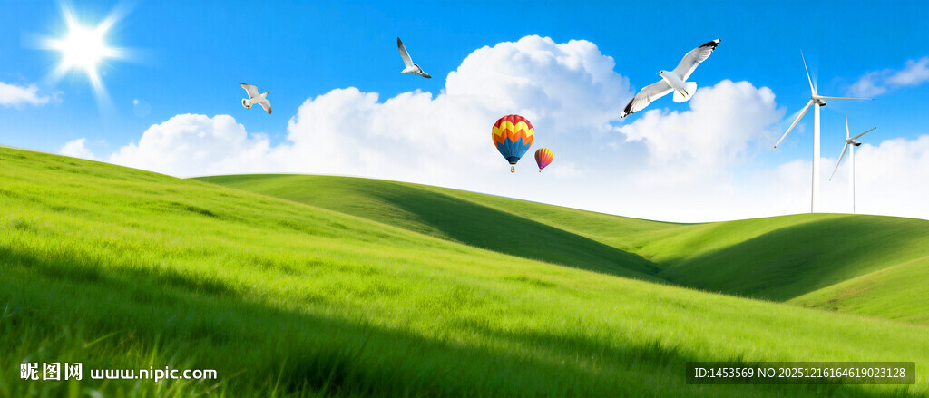 蓝天白云草原背景