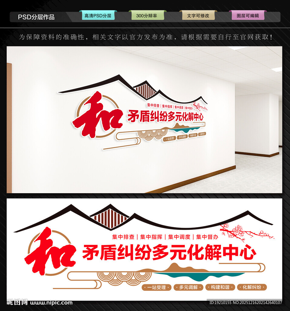 矛盾纠纷多元化解中心文化墙